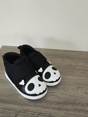 ikiki Shoes Skull Kids Black Slip-On Afo Smo Orthotic Special Needs Sneakers 10